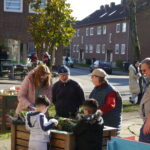 Menschen beim Bepflanzen von Hochbeeten